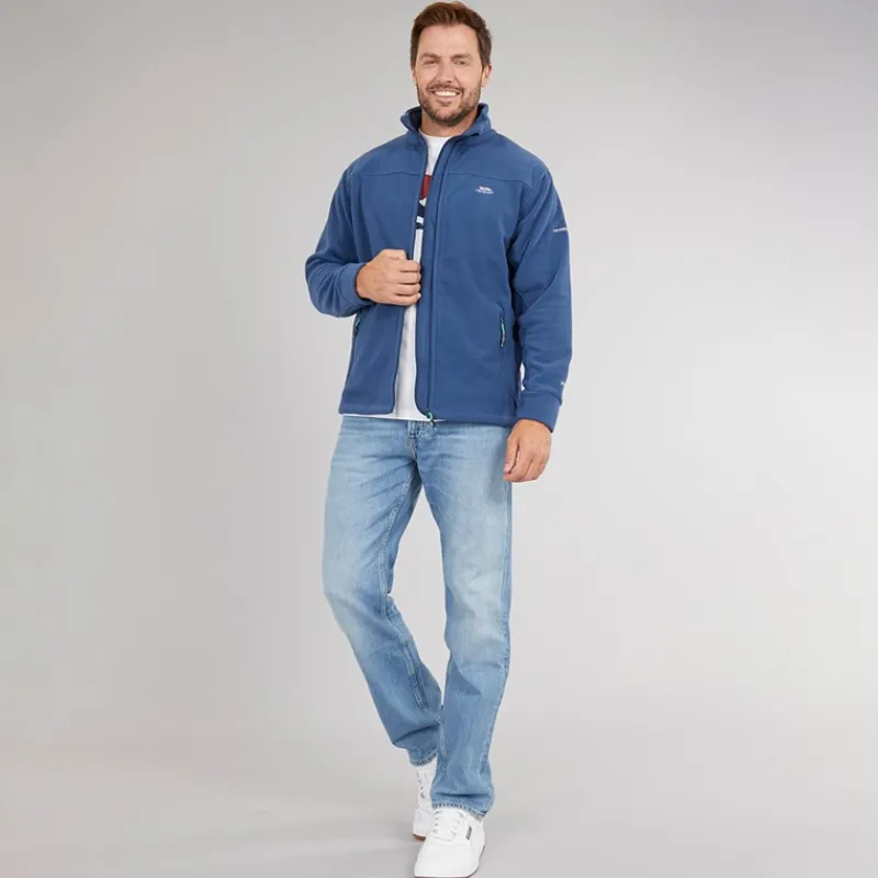 Clearance Trespass Herre Bernal Full Zip Fleece Jakke Blå Tone Blå