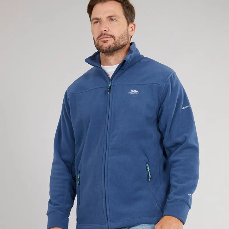 Clearance Trespass Herre Bernal Full Zip Fleece Jakke Blå Tone Blå
