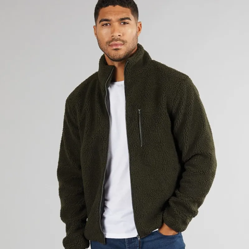 French Connection Herre Borg Fleece med tragthals Khaki