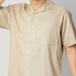 New Clean Cut Copenhagen Herre Bowling Kortærmet Skjorte Khaki Brun