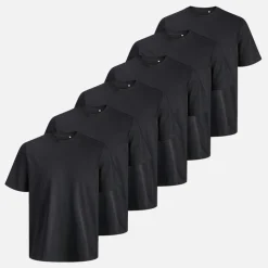 Outlet JACK & JONES Herre Breeze Standard Seks Pakke T-shirts Sort