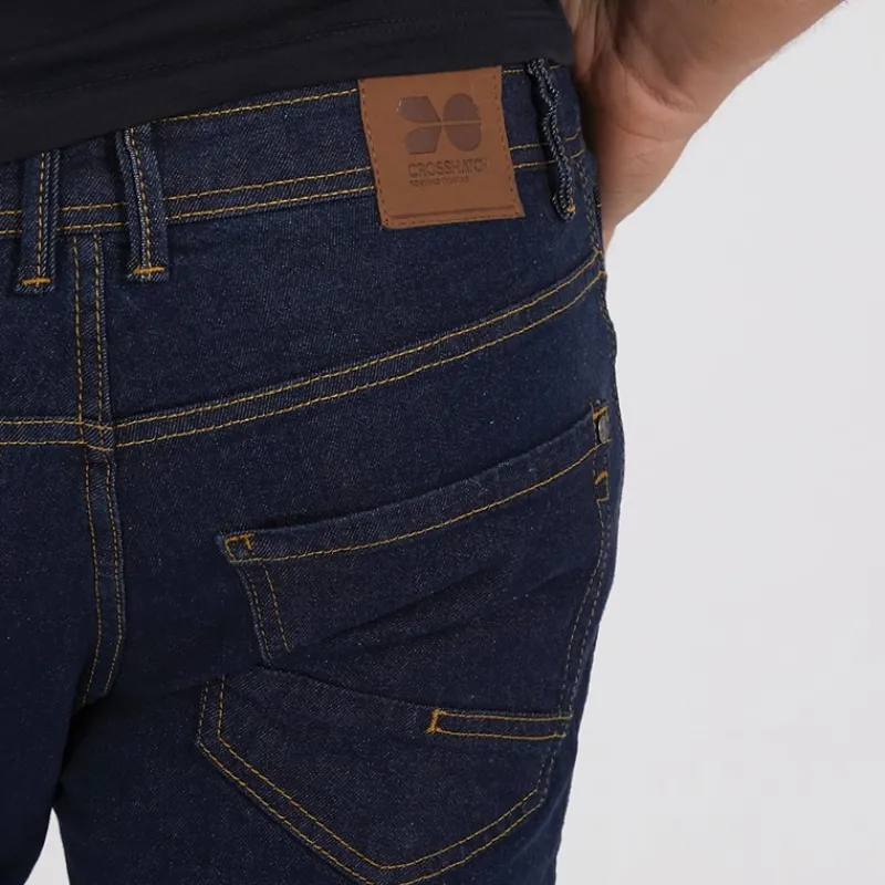 Crosshatch Herre Buraca Slim Fit Jeans Indigo Indigoblå