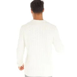 Discount Avant Garde Herre Cable Crew Neck Trøje Ecru beige