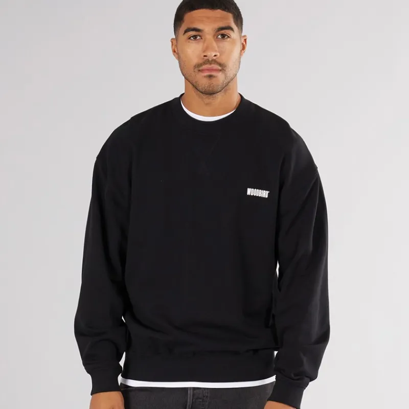 New Woodbird Herre Cane Sweatshirt Sort