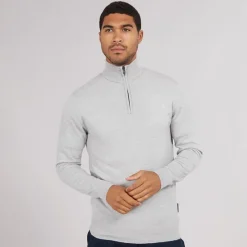 French Connection Herre Cash 1 / 2 Zip Jumper Lys Grå Mel