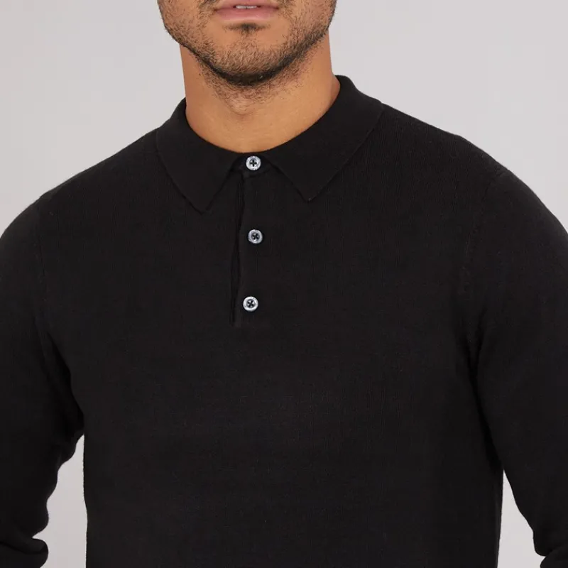 Online French Connection Herre Cash L/S Polo Shirt Sort