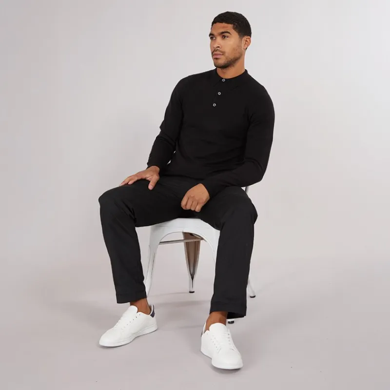 Online French Connection Herre Cash L/S Polo Shirt Sort