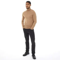Best French Connection Herre Cash Roll Neck Trøje Kamelfarvet Mel