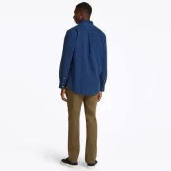 New Tommy Hilfiger Herre Chambray Langærmet Skjorte Mørk Blå Chambray
