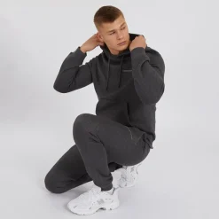 Crosshatch Herre Chelmere Hoodie og Joggers Sæt Antracit Melange Koks-mergel