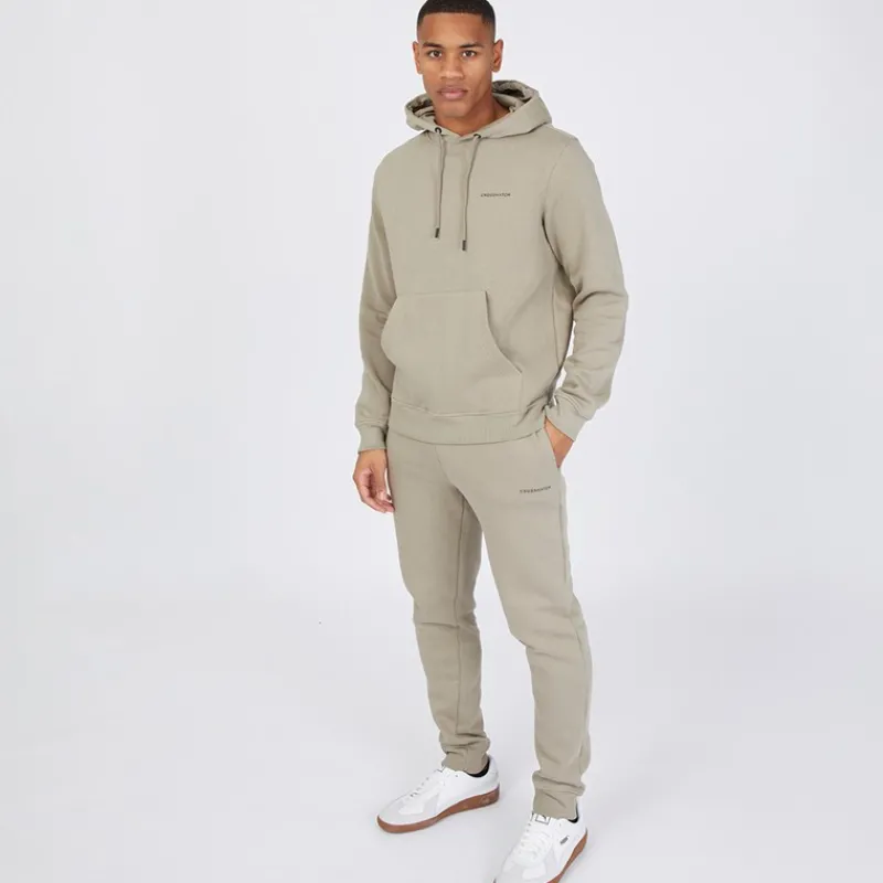 Discount Crosshatch Herre Chelmere Hoodie og Joggers Sæt Mørk Sten Mørk stengrå