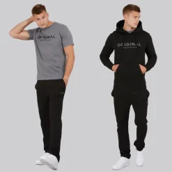 Hot Crosshatch Herre Chemberry Hættetrøje T-shirt Og Joggingbukser Med Åben Kant Sæt /​Koksgrå Sort