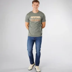 Online Crosshatch Herre Chevin T-Shirt Oliven