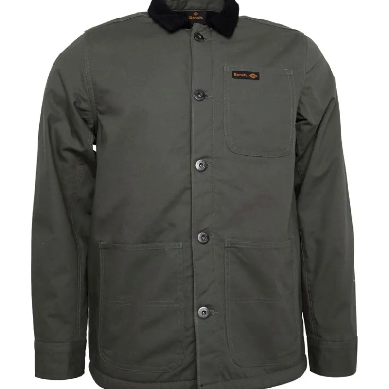 Best Bench Herre Clemens Sherpaforet Twill Arbejdsjakke Khaki kakigrøn