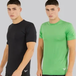 Sale Reebok Herre Clyde Performance To Pak T-Shirts Sort/Upgrade Grøn