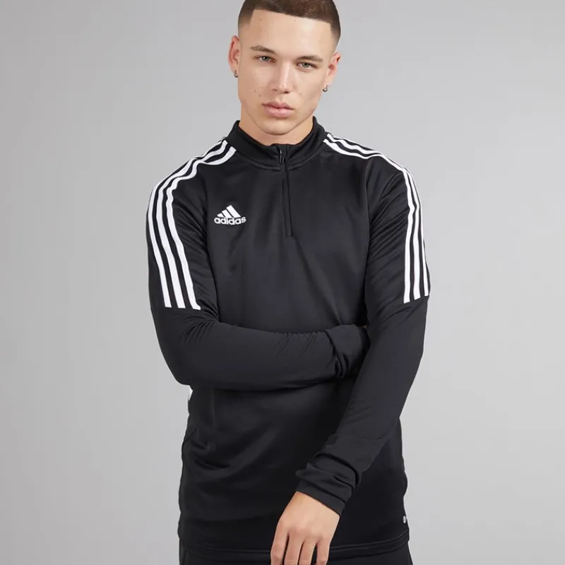 Outlet adidas Herre Condivo 22 1/4 lynlås træningstop Sort/Hvid