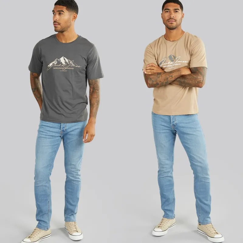 Best JACK & JONES Herre Cover Mountain To Pak T-shirts Asfalt/Silver Mink