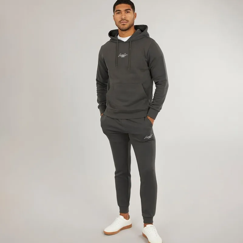 Outlet JACK & JONES Herre Cover Script Tracksuit Asphalt Grå