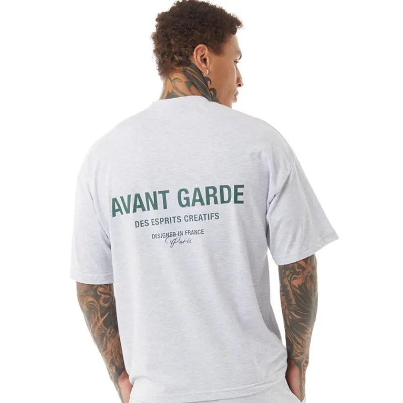 Avant Garde Herre Creative T-shirt Lys Grå Melange Lysegrå Mergel