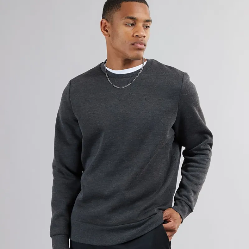 New Brave Soul Herre Crew Neck Sweatshirt Mørk Antracit Melange Koks-mergel