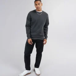New Brave Soul Herre Crew Neck Sweatshirt Mørk Antracit Melange Koks-mergel
