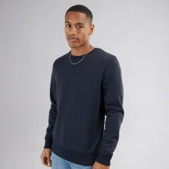 Outlet Brave Soul Herre Crew Neck Sweatshirt Blå Marineblå