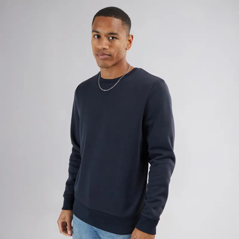 Outlet Brave Soul Herre Crew Neck Sweatshirt Blå Marineblå