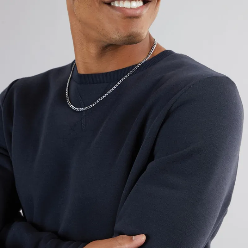 Outlet Brave Soul Herre Crew Neck Sweatshirt Blå Marineblå