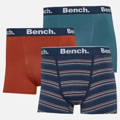 Sale Bench Herre Dairmont Tre Pak Underbukser Garnfarvede Striber / Mørk Rust / Falmet Blågrøn