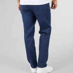 Hot Crosshatch Herre Dalesman Afslappet Pasform Jeans Mørk Vask Mørkeblå