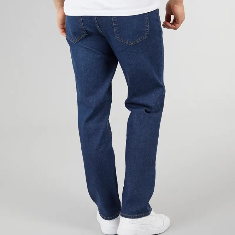 Hot Crosshatch Herre Dalesman Afslappet Pasform Jeans Mørk Vask Mørkeblå