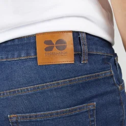 Hot Crosshatch Herre Dalesman Afslappet Pasform Jeans Mørk Vask Mørkeblå