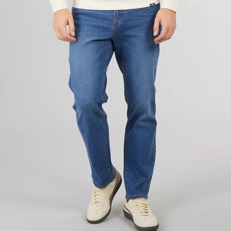 Best Crosshatch Herre Dalesman Afslappet Pasform Jeans Mellem Vask Mellemblå