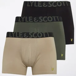 Clearance Lyle And Scott Vintage Herre Daniel Tre Pak Shorts Sølv salvie/Klatre efeu/Sort