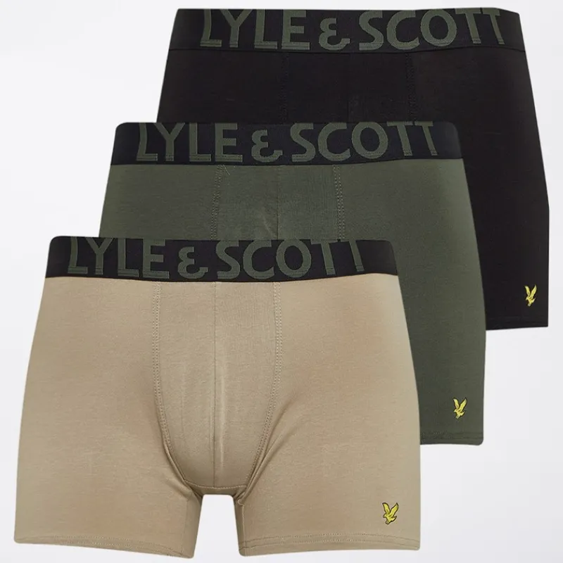 Clearance Lyle And Scott Vintage Herre Daniel Tre Pak Shorts Sølv salvie/Klatre efeu/Sort