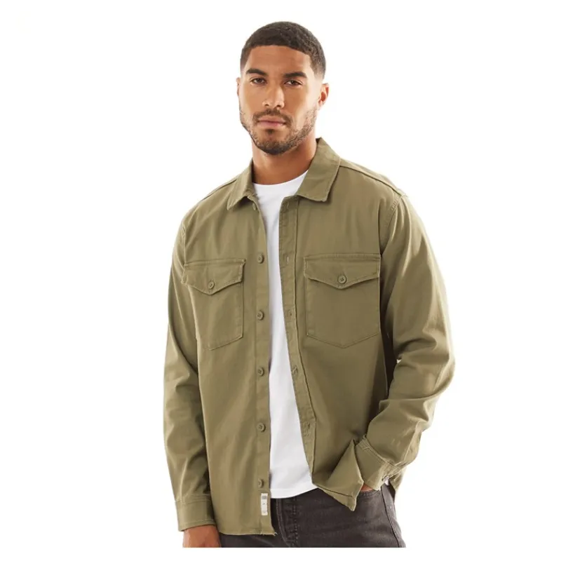 Online JACK & JONES Herre Dave Stretch Overshirt Støvgrå Olivengrøn
