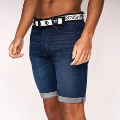 New Crosshatch Herre Denim Shorts Mørk Vask Mørkvasket denim