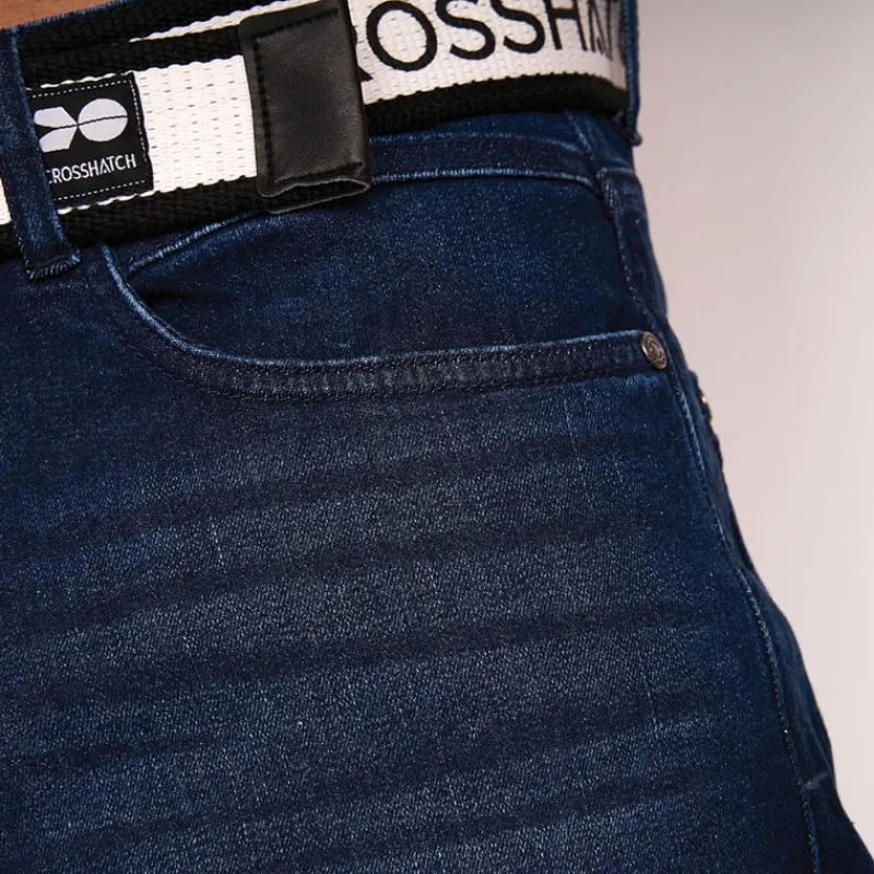 New Crosshatch Herre Denim Shorts Mørk Vask Mørkvasket denim