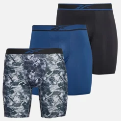 Sale Reebok Herre Derek Tre Pak Lang Performance Trusser Sort/​Grå Print/​Batik Blå