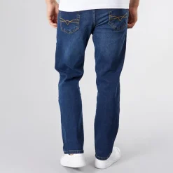 Sale Crosshatch Herre Detendu Afslappet Pasform Jeans Mørk Vask