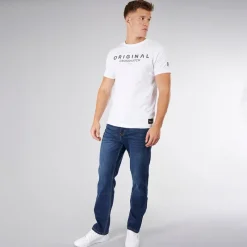 Sale Crosshatch Herre Detendu Afslappet Pasform Jeans Mørk Vask