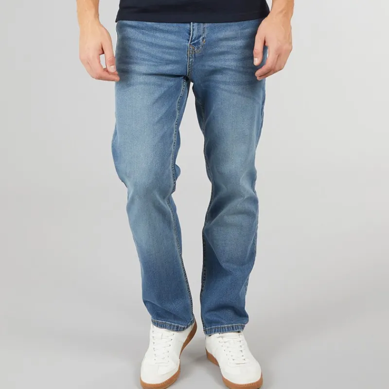 Sale Crosshatch Herre Detendu Afslappet Pasform Jeans Mellem Vask