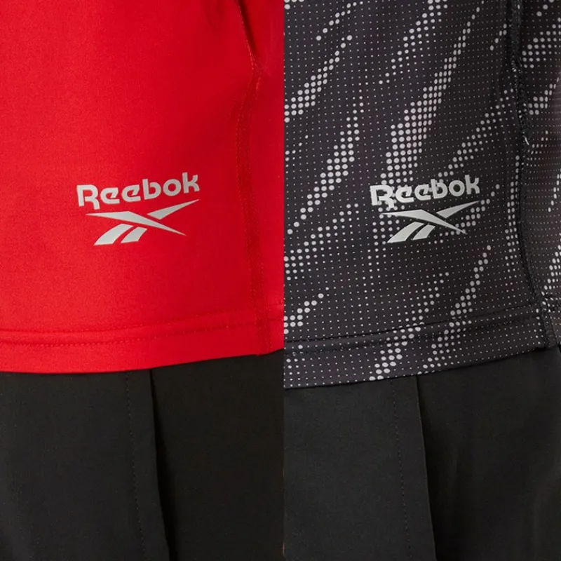 Outlet Reebok Herre Diallo Performance To Pak T Shirts Sort Print/Rød