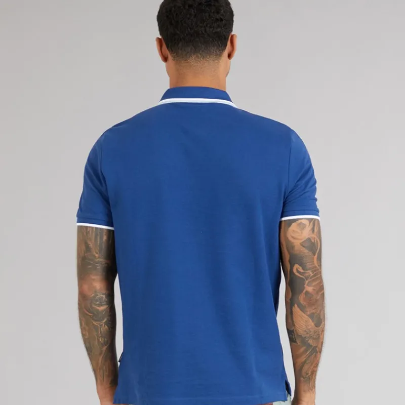 Discount Ben Sherman Herre dobbelt stribet polo skjorte Royal Blue