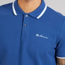 Discount Ben Sherman Herre dobbelt stribet polo skjorte Royal Blue