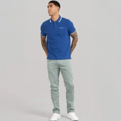 Discount Ben Sherman Herre dobbelt stribet polo skjorte Royal Blue