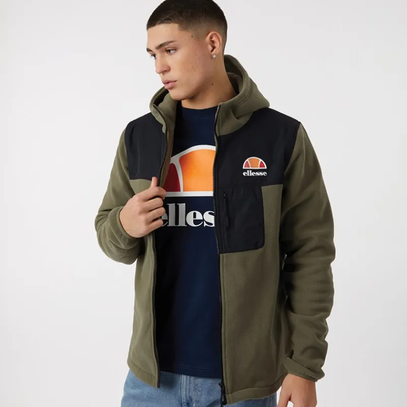 Ellesse Herre Drago Fleecejakke med hætte Khaki kakigrøn