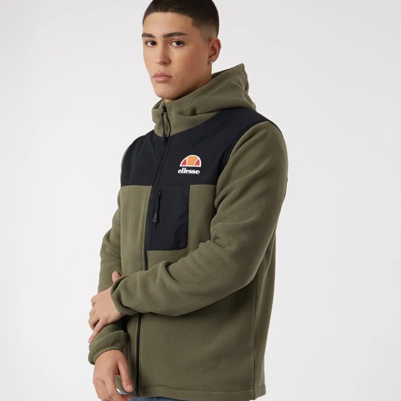 Ellesse Herre Drago Fleecejakke med hætte Khaki kakigrøn