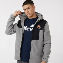 Sale Ellesse Herre Drago Fleecejakke med hætte Lysegrå Grå
