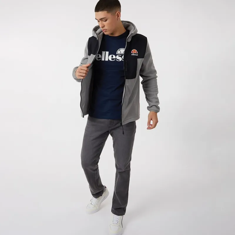 Sale Ellesse Herre Drago Fleecejakke med hætte Lysegrå Grå